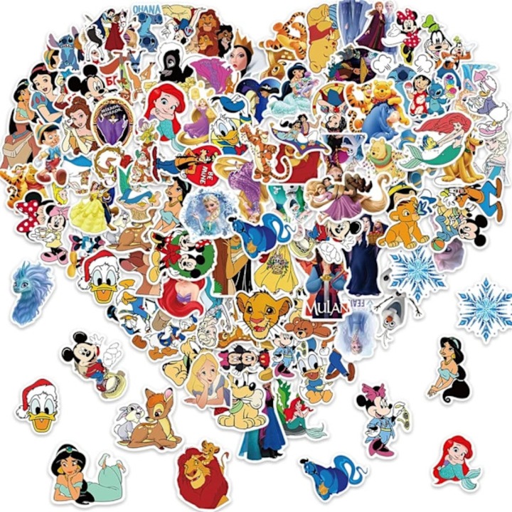 Disney dekoratív matricaszett, 100 darab, többszínű, különböző méretek