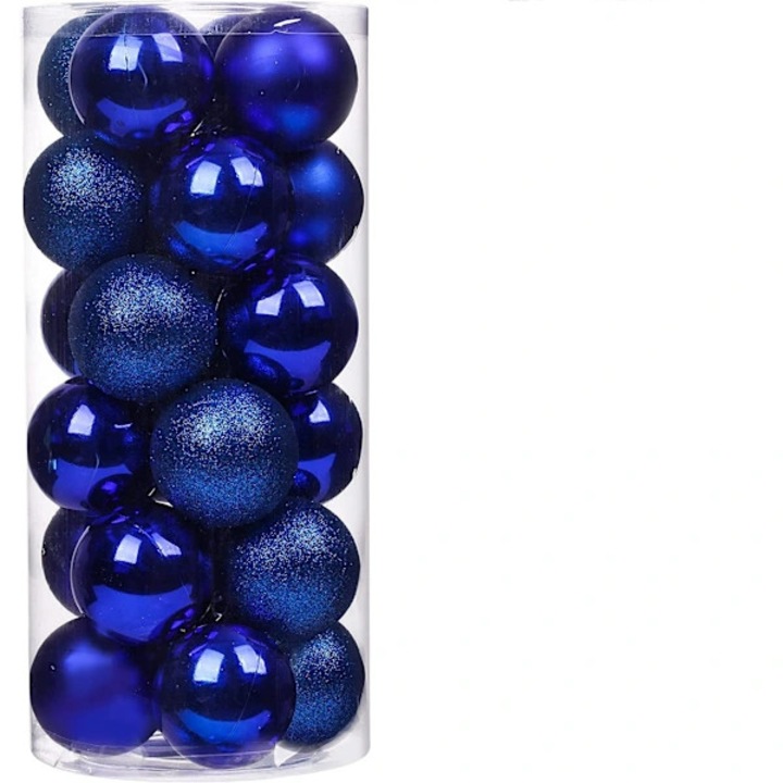 Set 24 Globuri de Craciun, Plastic, Albastru Regal, 3cm