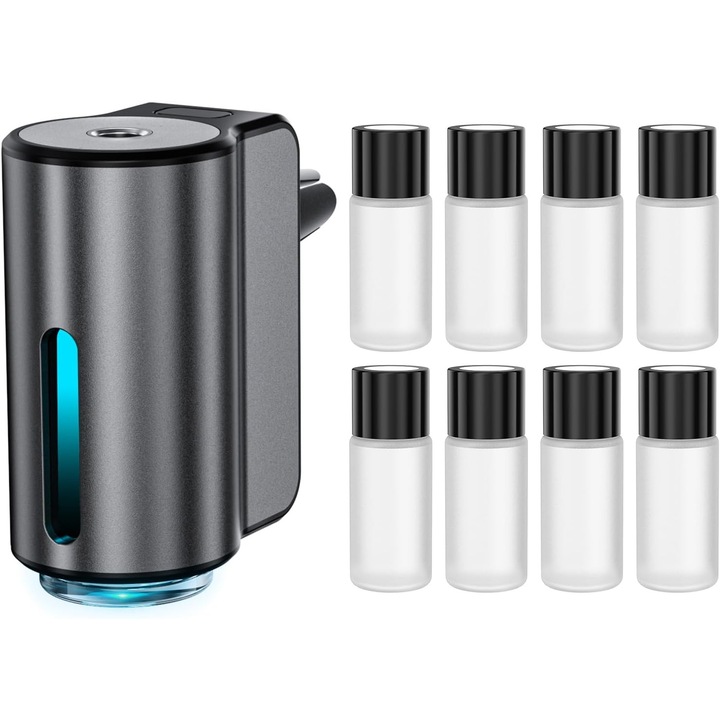 Odorizant auto, difuzor cu 3 moduri, 8 uleiuri esentiale, negru