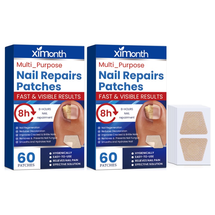Set 2 plasturi pentru ingrijirea unghiilor, curatare delicata si ingrijire hranitoare, 60 plasturi