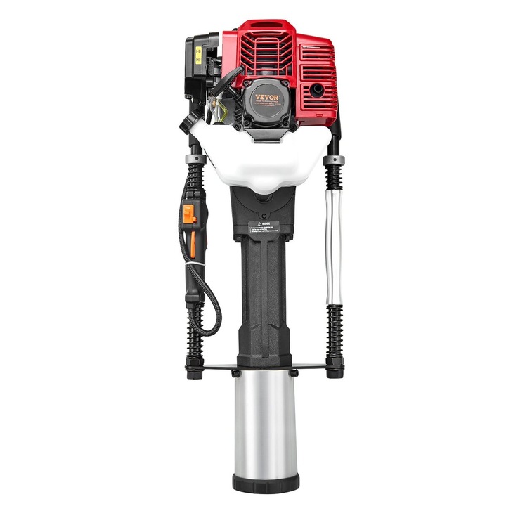 Masina de batut stalpi VEVOR 52cc, motor pe benzina 2-timpuri, 3 capete de pilotare, 49x69x100mm, 30.5kg