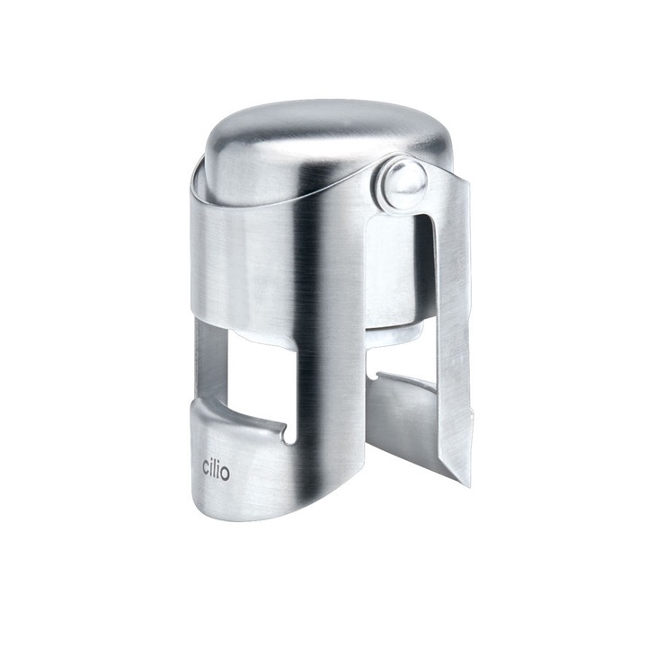 Dop pentru sampanie Cilio, 3,5x5,5 cm, otel inoxidabil satinat