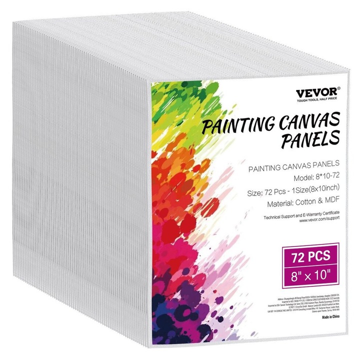 Set 72 panouri panza pentru pictura, 8x10 inch, alb, din bumbac si poliester