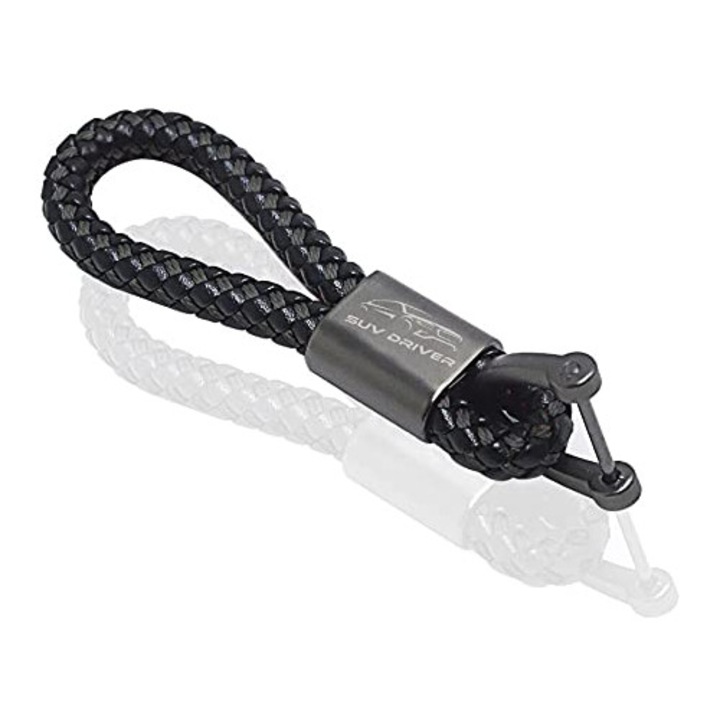 Breloc chei auto SUV, piele ecologică, negru, dimensiune compactă