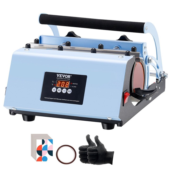 Преса за чаши VEVOR, 11-30oz, максимален капацитет 887ml, максимална височина 250mm, син цвят