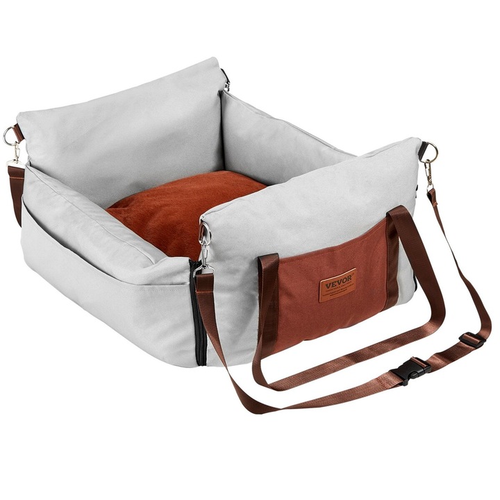 VEVOR Кучешка седалка за кола, водоустойчива, 23.03x22.05x12.99 инча, за малки кучета до 25 фунта, сива