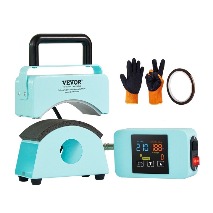 Masina de presat palarii VEVOR, mini presa pentru palarii, placuta de incalzire 5.9x3.15 inch, verde, portabila