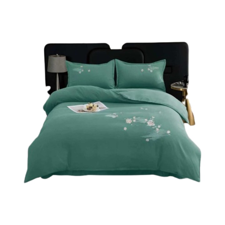 Ágynemű, 2 személyes, 6 részes, 220x240 cm, zöld