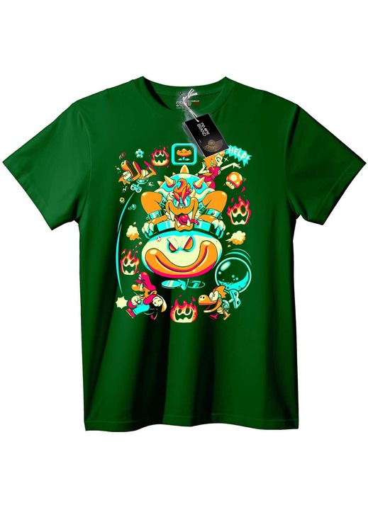 Tricou Retro cu Personaje din Jocuri, Verde englez