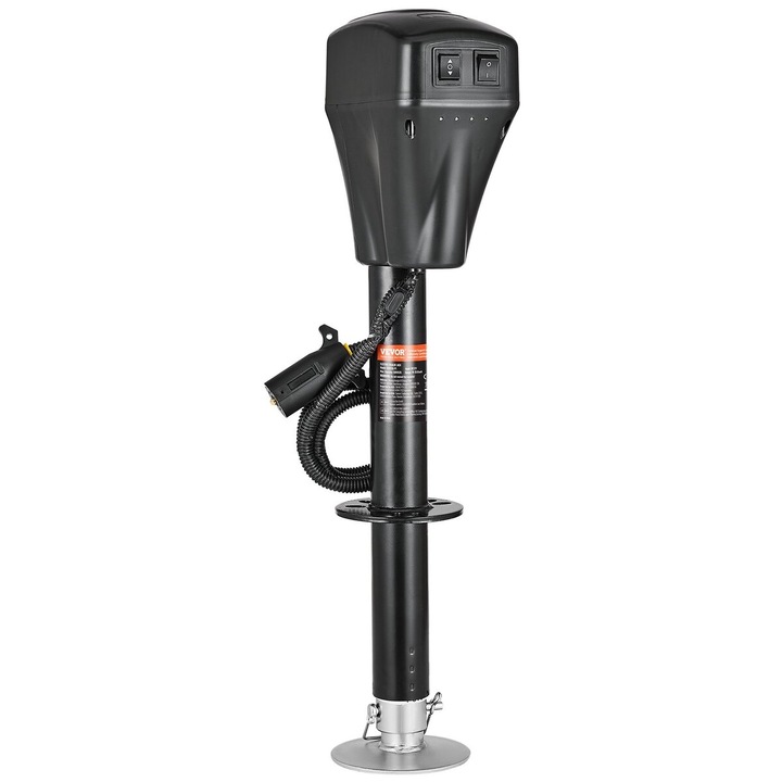 Cric electric pentru remorca VEVOR, capacitate 5000 lbs, inaltime ajustabila 10"-28.3", negru