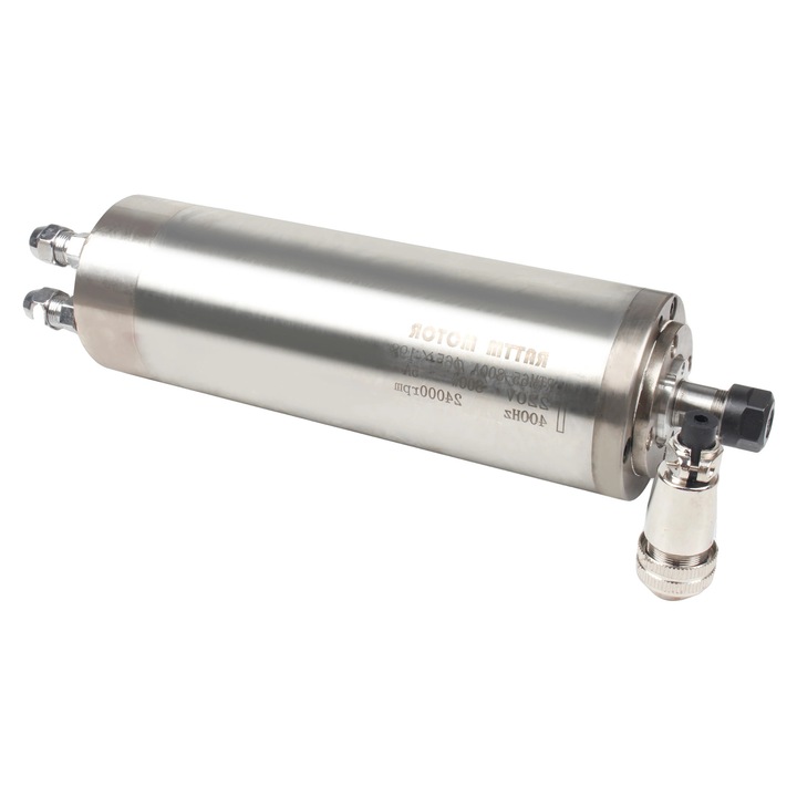 Motor CNC Spindle, 220V, 24000 RPM, din inox, racire cu apa, dimensiuni 65x198mm