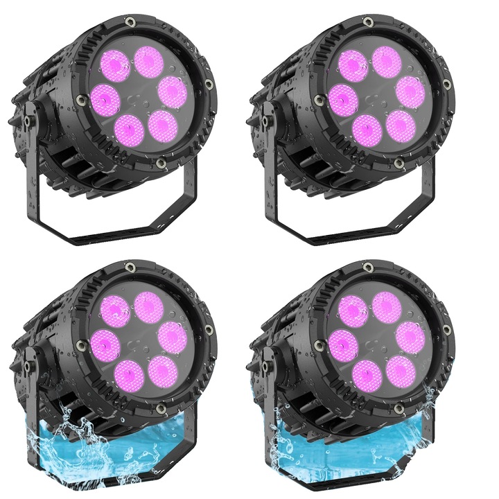 Proiector cu telecomanda, design impermeabil, set 4 bucati, 20W, multicolor, 10m