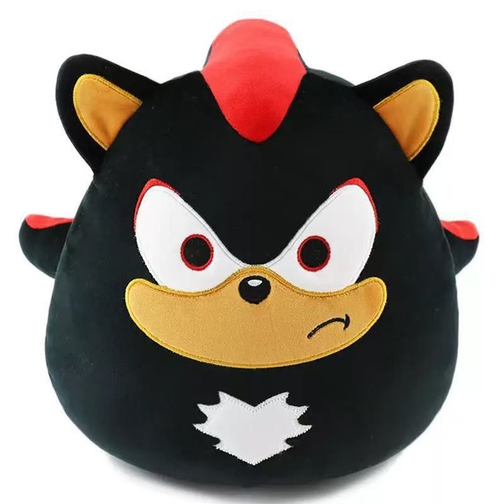 Jucarie de plus Sonic the Hedgehog, model Super Sonic, rotunda, neagra, 23cm