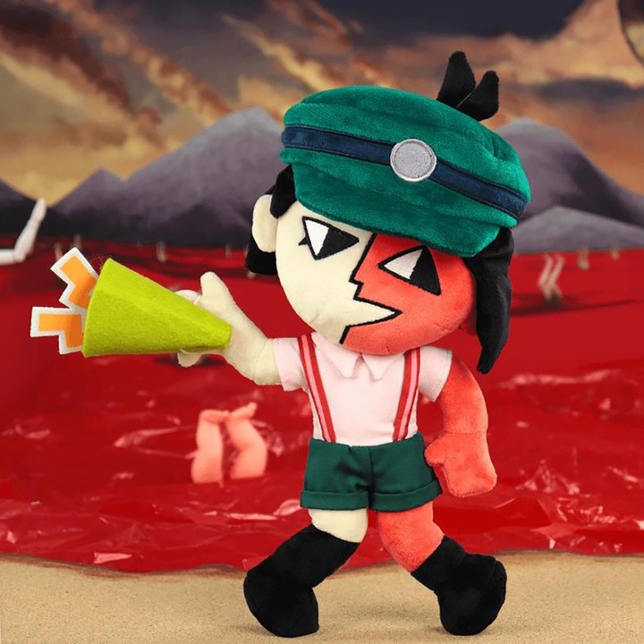 Jucarie de plus Dream BBQ, papusa fata cu palarie rosie, alba si verde, 25cm