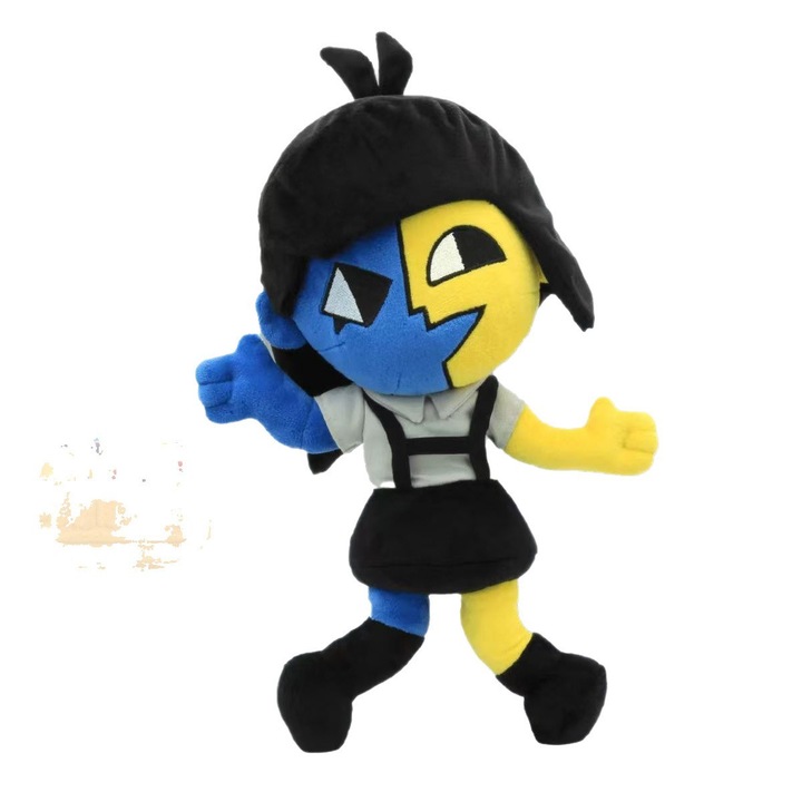 Jucarie de plus, papusa fata, galbena si albastra, 25cm