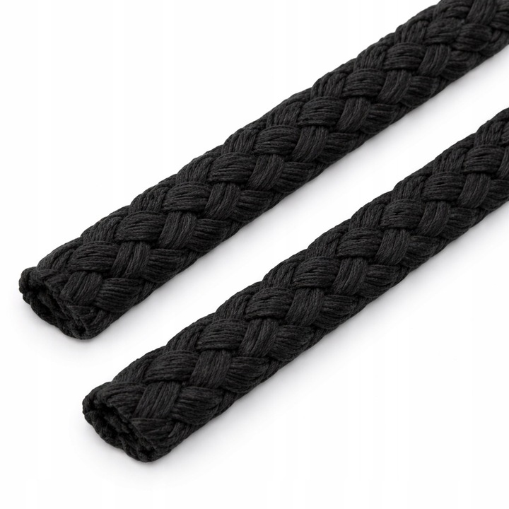 Snur bumbac impletit 8 mm, 1 m, negru, pentru macrame
