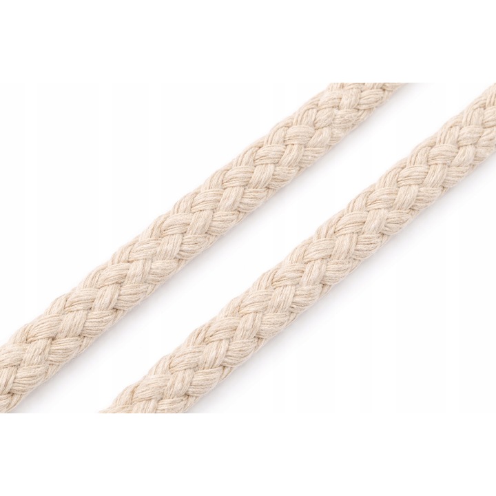 Sfoara bumbac impletit 5 mm, natural, 1m, pentru macrame, Allbag