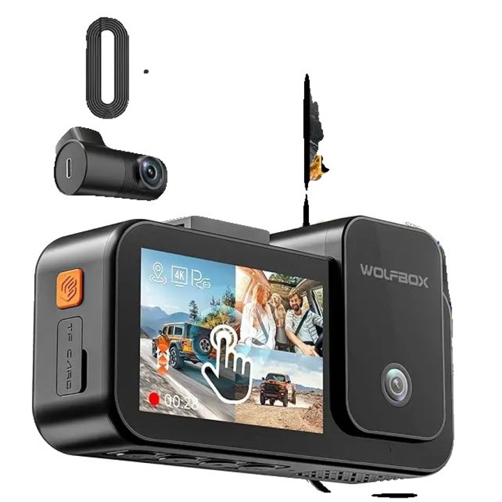 Camera auto DVR, 4K, sistem cu 3 camere, X5 cu kit HW, 12 inch, 170°