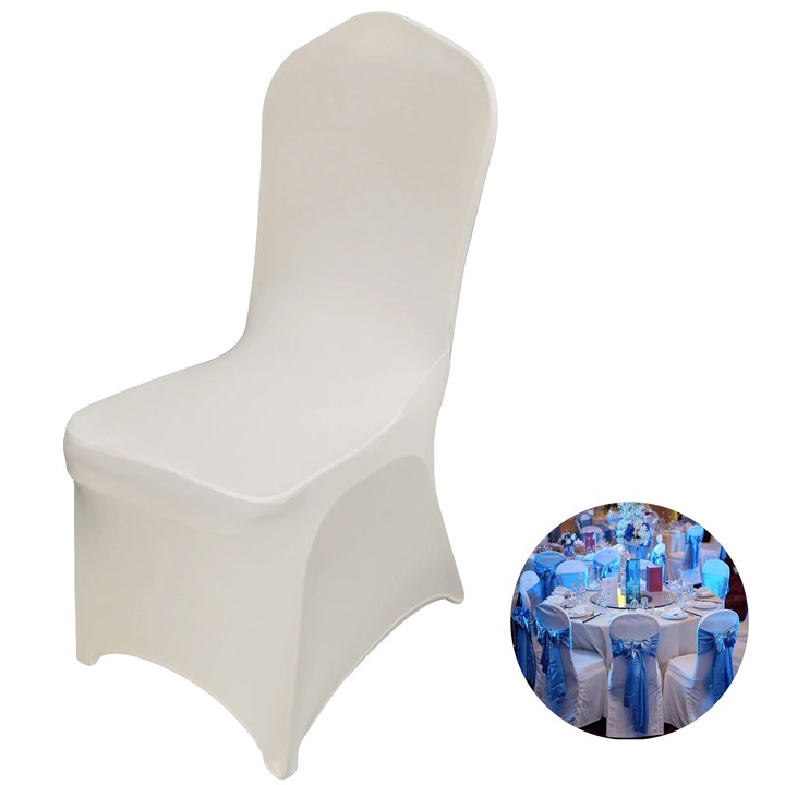Калъфи за столове, 100 броя, еластичен дизайн, лесни за поддръжка, цвят слонова кост