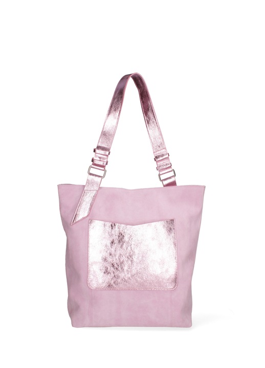 Chiara Ferretti, Geanta de piele intoarsa cu bareta de umar si apsect metalizat, Roz pal