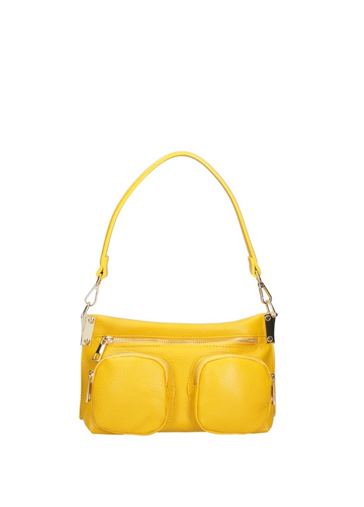 Chiara Ferretti, Geanta de piele cu bareta de umar si buzunare multiple, Galben