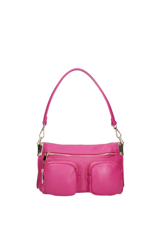 Chiara Ferretti, Geanta de piele cu bareta de umar si buzunare multiple, Fucsia