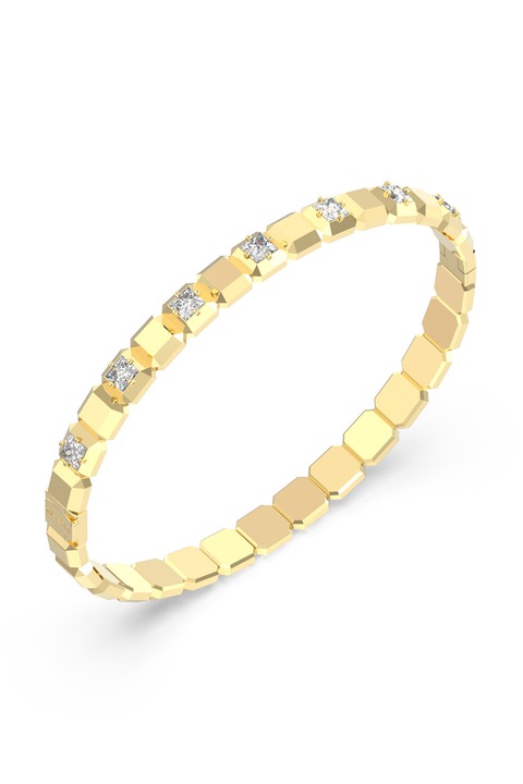 GUESS, Bratara rigida din otel inoxidabil cu cristale, Auriu, 14.6 CM