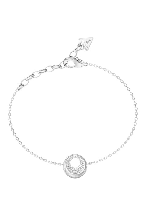 GUESS, Bratara din otel inoxidabil decorata cu cristale, Argintiu