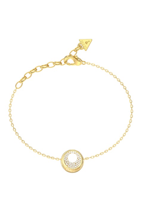 GUESS, Bratara din otel inoxidabil decorata cu cristale, Auriu