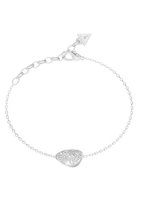 GUESS, Bratara din otel inoxidabil decorata cu cristale, Argintiu