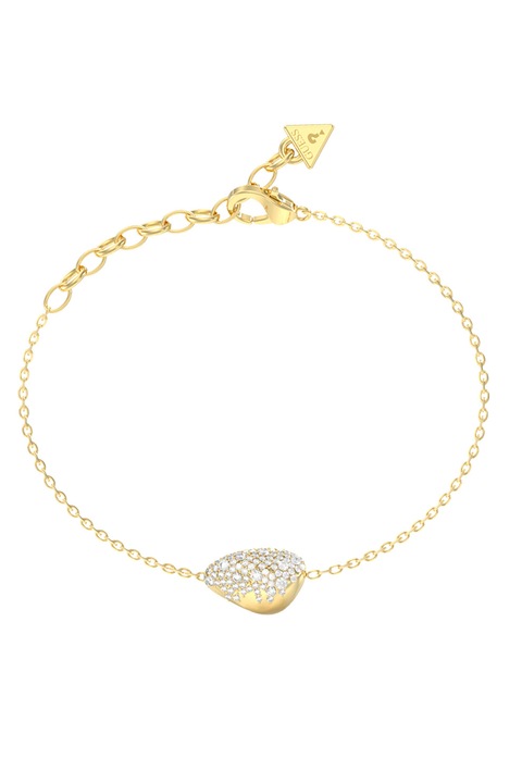 GUESS, Bratara din otel inoxidabil decorata cu cristale, Auriu