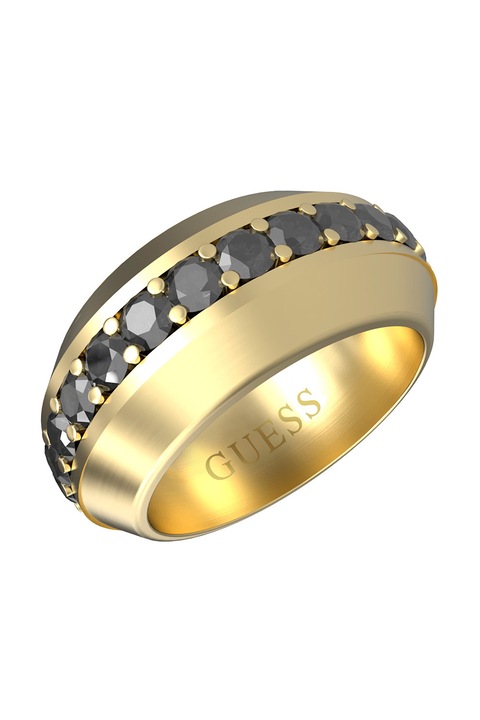 GUESS, Пръстен от неръждаема стомана с кристали, Златист
