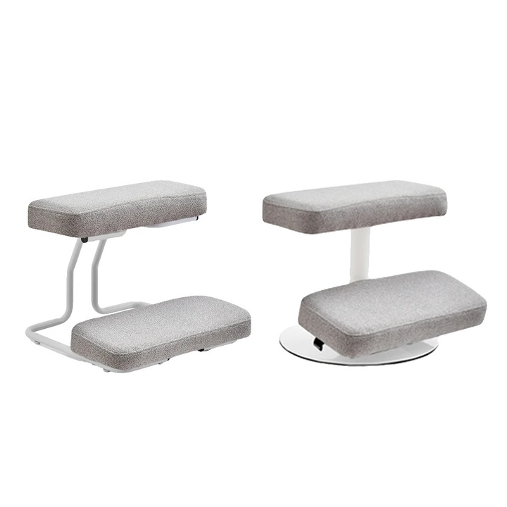 Suport pentru picioare, design cu 2 niveluri, pernuta confortabila, gri, dimensiuni compacte