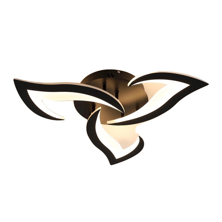 Модерна аплика, 4000 лумена, черна, 36W, флорален дизайн