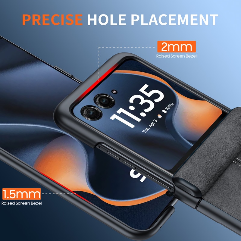 Husa pentru telefon Motorola Razr 50/60, protector de ecran incorporat si protectie pentru balamale si husa ultra subtire din piele PU, mata, rezistenta la socuri-negru