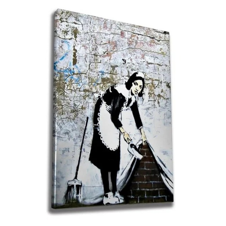 Tablou decorativ Re-Bloom, lemn/panza, alb/negru, 50 x 70 cm