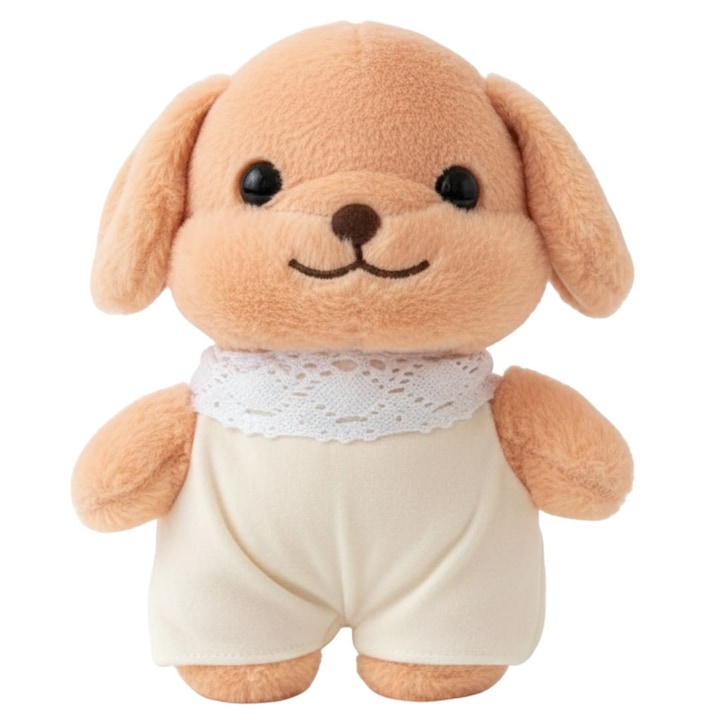 Mascota pufoasa bej, 25 cm, ursulet de plus Sylvanian's pentru dormit, cadou
