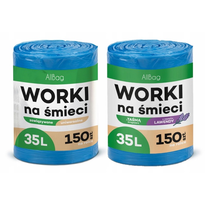 Saci menajeri Allbag, 35L, 50x60cm, 150 bucati, colorat albastru