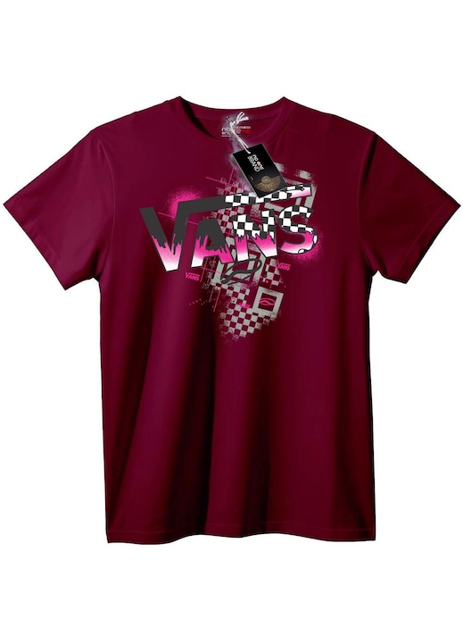 Tricou Vans cu imprimeu negru-roz, Visiniu