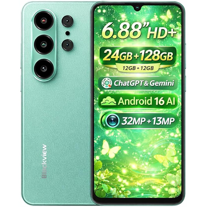 Telefon mobil Blackview Wave, 4G, 6.88 inch, 24GB RAM, 128GB, verde