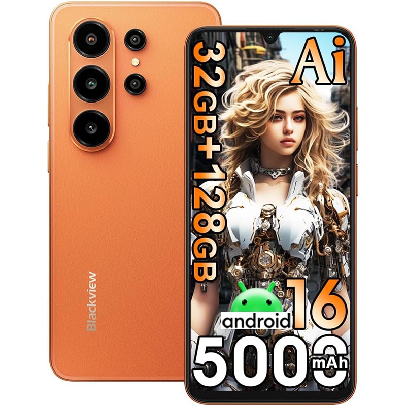 Telefon mobil Blackview Wave, 4G, 24GB RAM, 128GB, Ecran HD+ 6.88 inch, Portocaliu