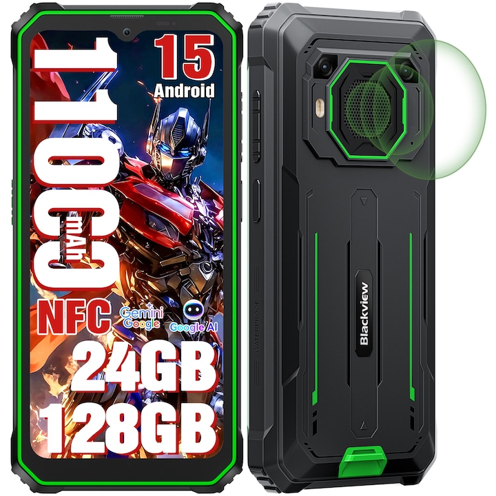 Telefon mobil Blackview BV6200 Plus, 4G, 24GB RAM, 128GB, 16MP, verde
