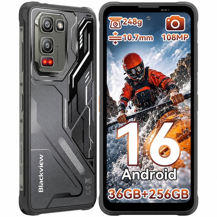 Telefon mobil Blackview FORT 5, 6, 78 inch, 256 GB, negru