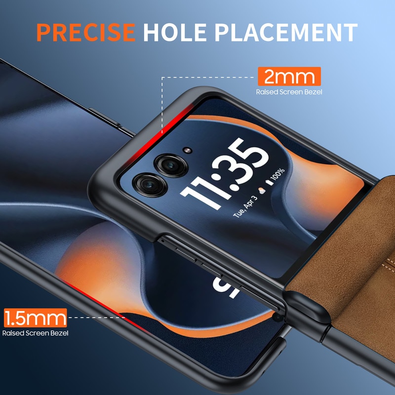 Husa pentru Motorola Razr 50/60, piele ecologica si policarbonat, protectie ecran si balama, antiscoc, Maro deschis