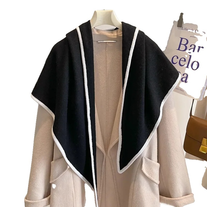 Esarfa si sal, design elegant in carouri, lungime versatila, negru, 135x175cm