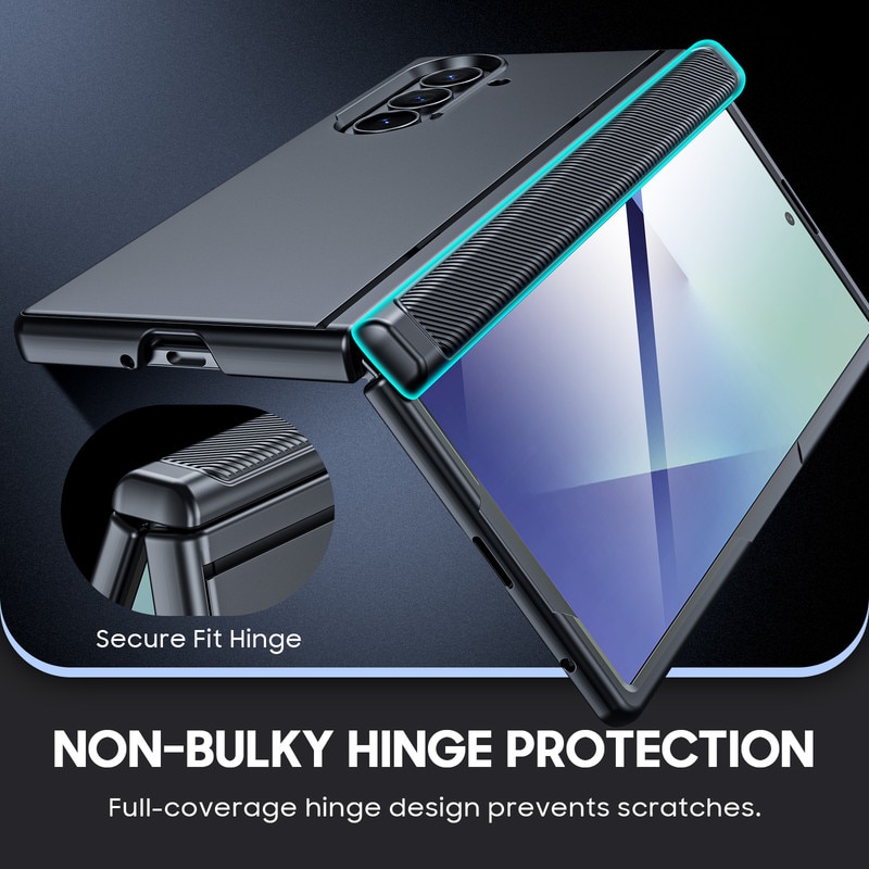 Husa pentru Samsung Galaxy Z Fold 7 cu suport, Vizvera, potrivita pentru Magsafe, protector de ecran, suport ascuns incorporat, husa subtire pentru telefon, rezistenta la socuri-negru