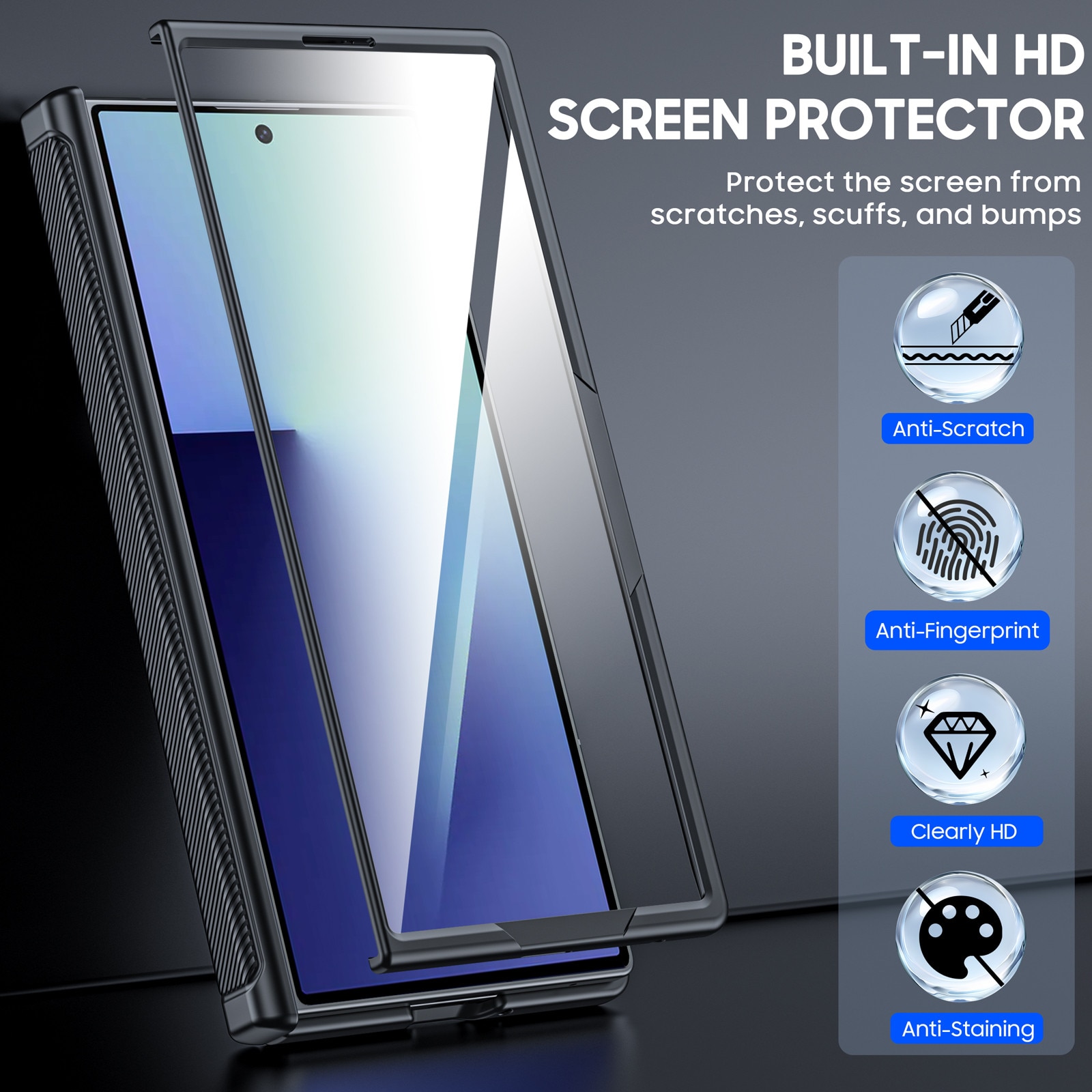 Husa pentru Samsung Galaxy Z Fold 7 cu suport, Vizvera, potrivita pentru Magsafe, protector de ecran, suport ascuns incorporat, husa subtire pentru telefon, rezistenta la socuri-negru