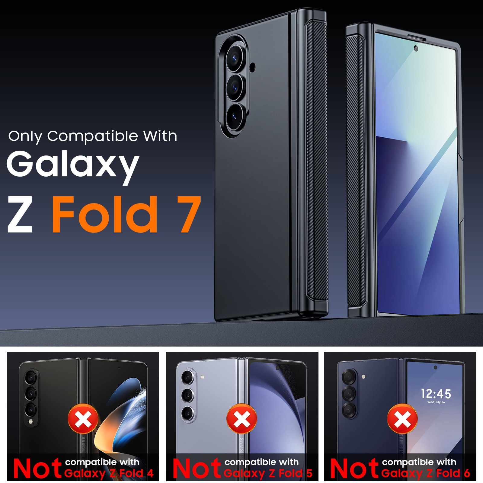 Husa pentru Samsung Galaxy Z Fold 7 cu suport, Vizvera, potrivita pentru Magsafe, protector de ecran, suport ascuns incorporat, husa subtire pentru telefon, rezistenta la socuri-negru