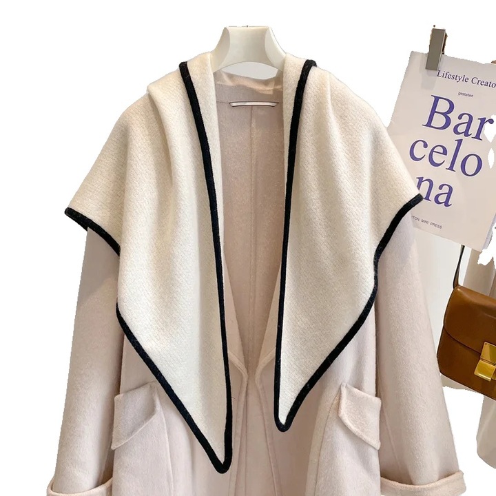 Sál és stóla, elegáns kockás design, sokoldalú hosszúság, fehér, 135x175cm