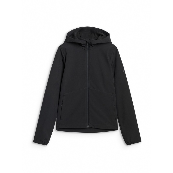 4F női softshell kabát, szélálló, állítható kapucni, fekete, M